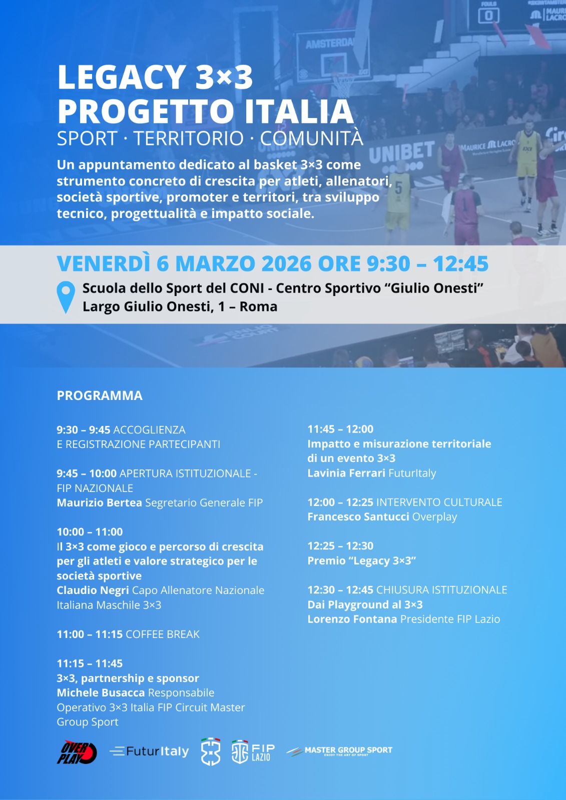 Il 3×3 guarda al futuro: il 6 marzo a Roma “LEGACY 3×3 – Progetto Italia”