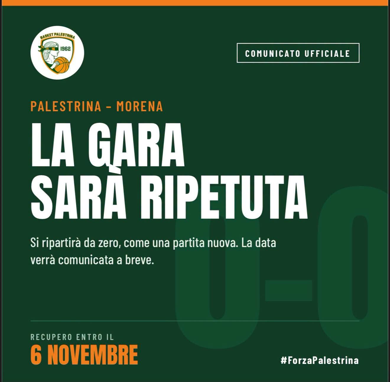 S.Anna Morena-Palestrina sarà ripetuta